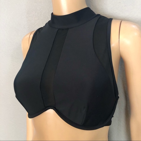 Sylk Swim Elite Bikini Top – Black Mesh Zip-Up | Size XL (Best for 34-36C) - Picture 2 of 6